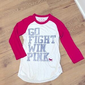 Distressed VS Pink baseball tee